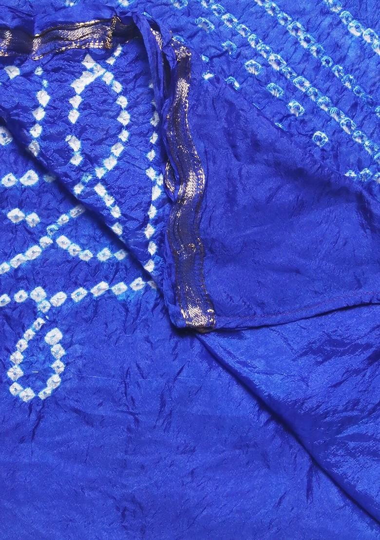 Men Blue And White Bandhani Dupatta