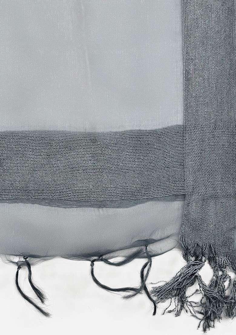 Men Grey Organza Dupatta - Indya
