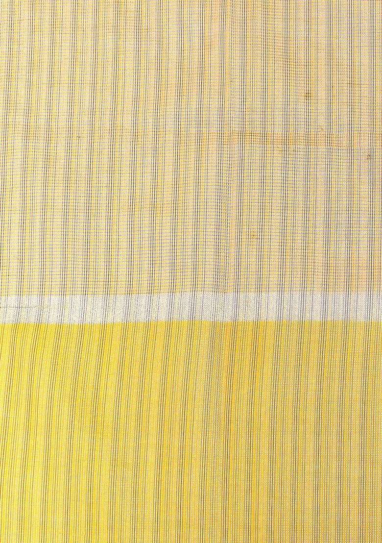 Men Gold Coloured And Yellow Striped Dupatta With Zari - Indya