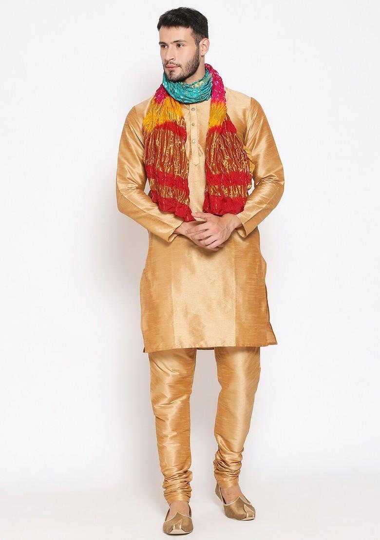 Men Multicoloured Woven Design Bandhani Dupatta