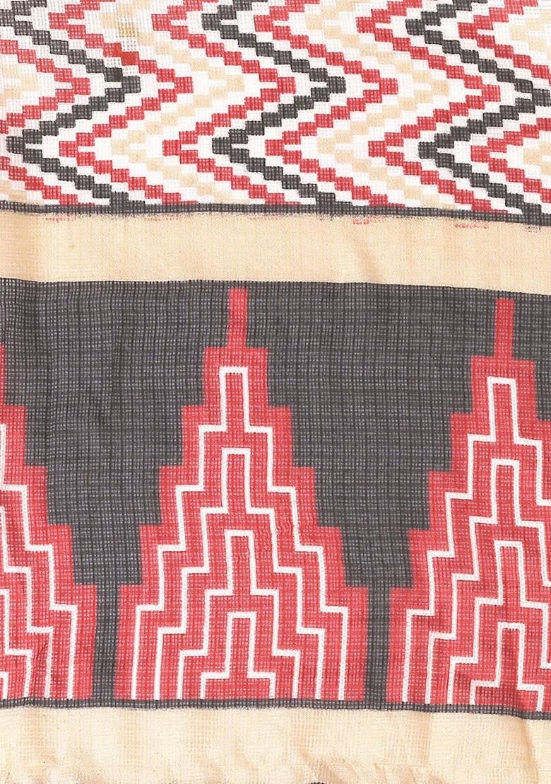 Red And Black Woven Design Dupatta