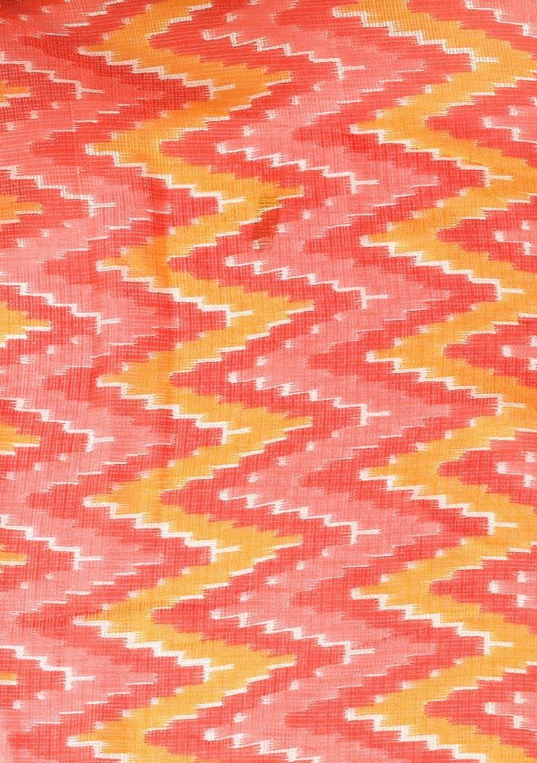 Peach Coloured And Yellow Digital Printed Dupatta