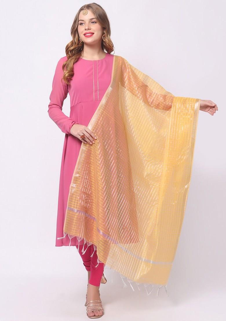 Yellow Striped Dupatta