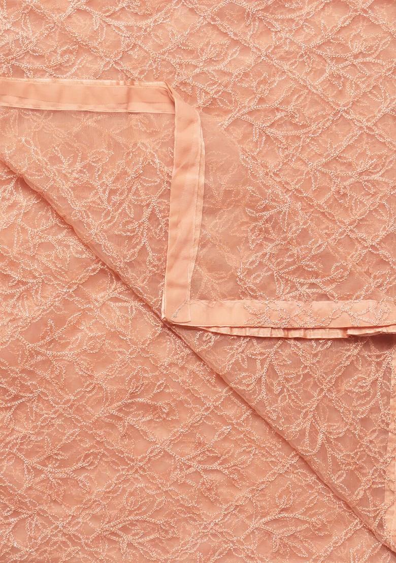 Peach Coloured Embroidered Dupatta