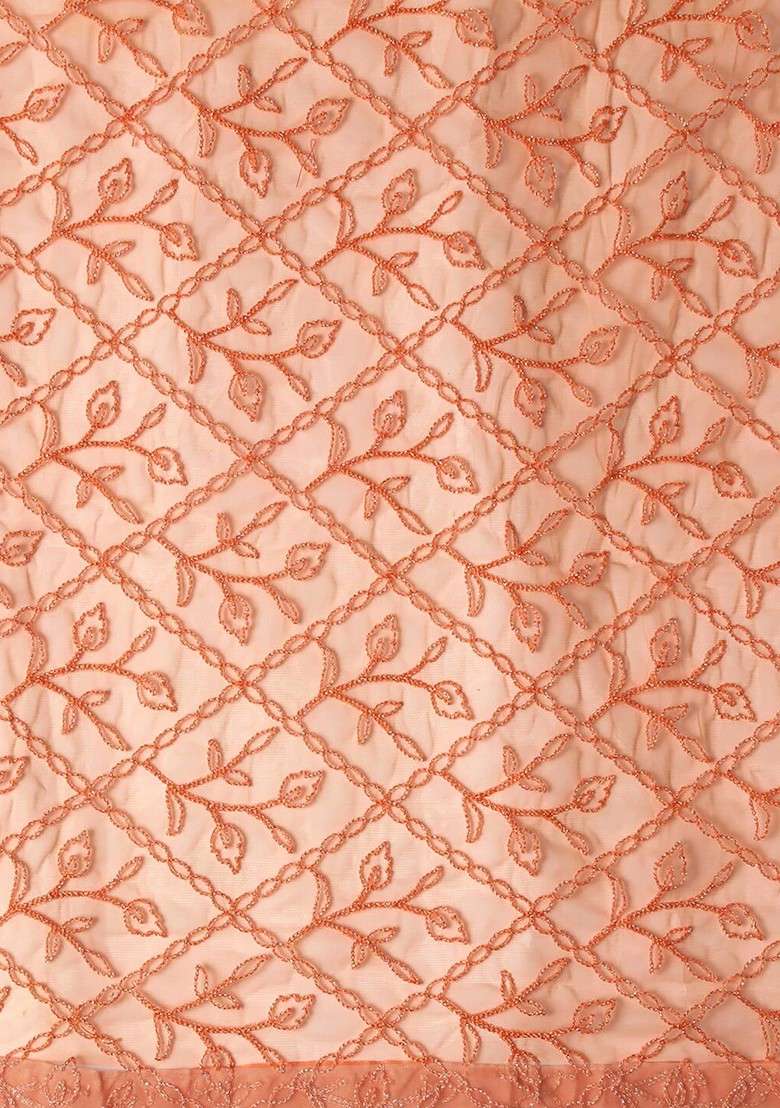Peach Coloured Embroidered Dupatta - Indya