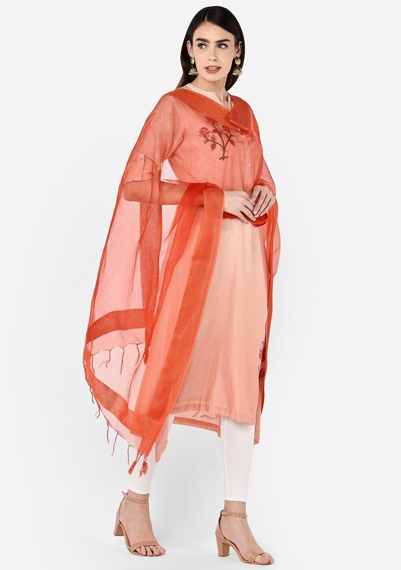 Red Embroidered Dupatta