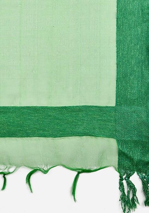Green Solid Organza Dupatta
