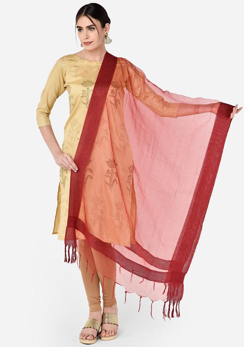 Maroon Solid Dupatta