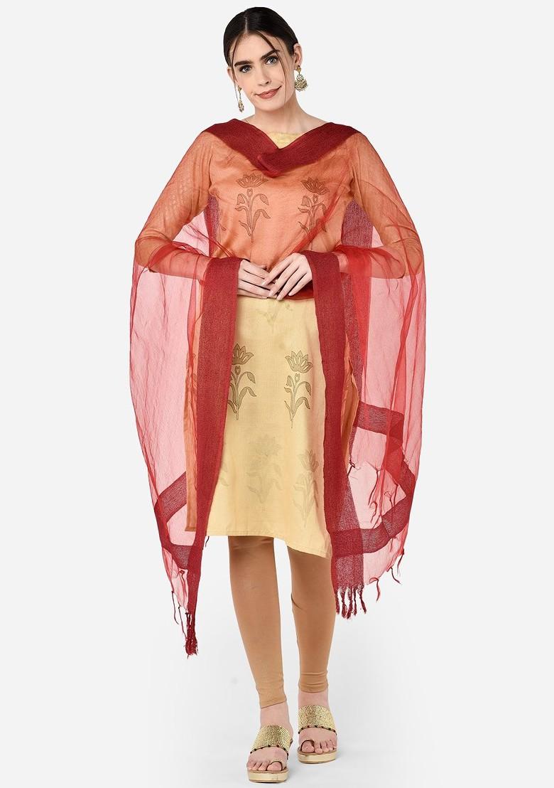 Maroon Solid Dupatta