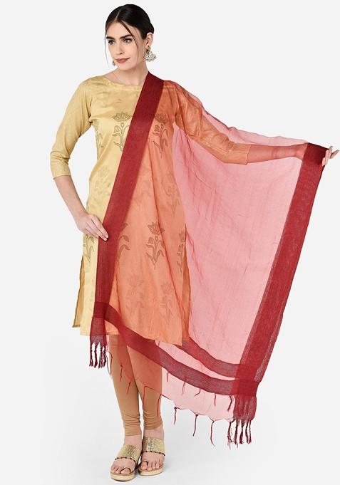 Maroon Solid Dupatta