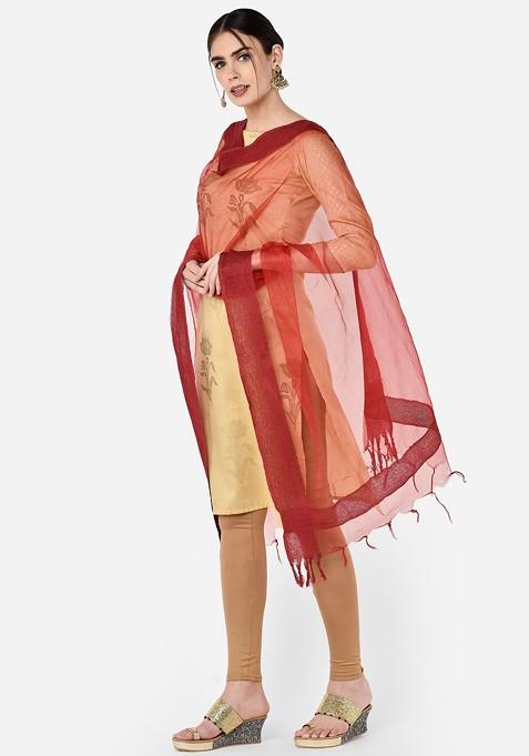 Maroon Solid Dupatta