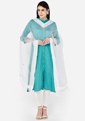 White Solid Organza Dupatta