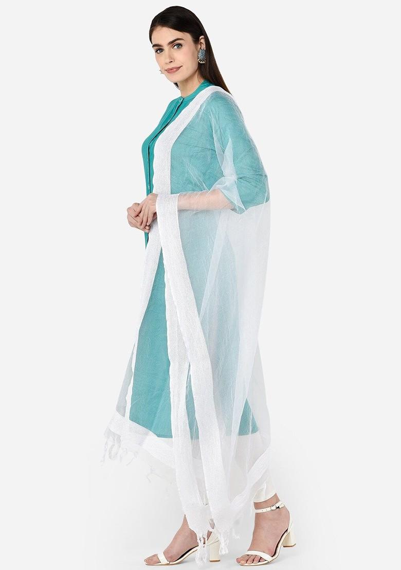 White Solid Organza Dupatta