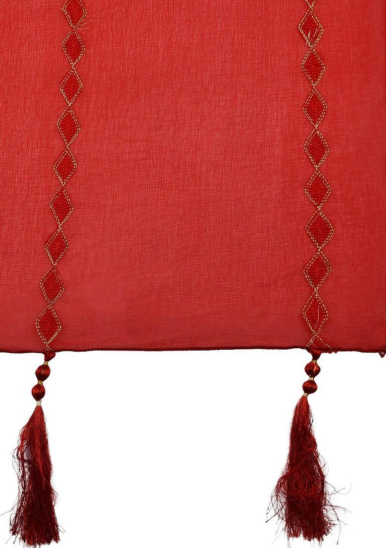 Red Embroidered Dupatta