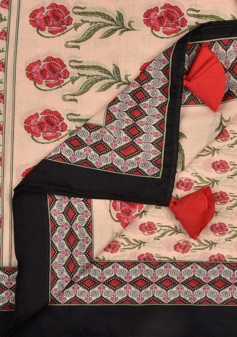 Beige And Pink Printed Dupatta