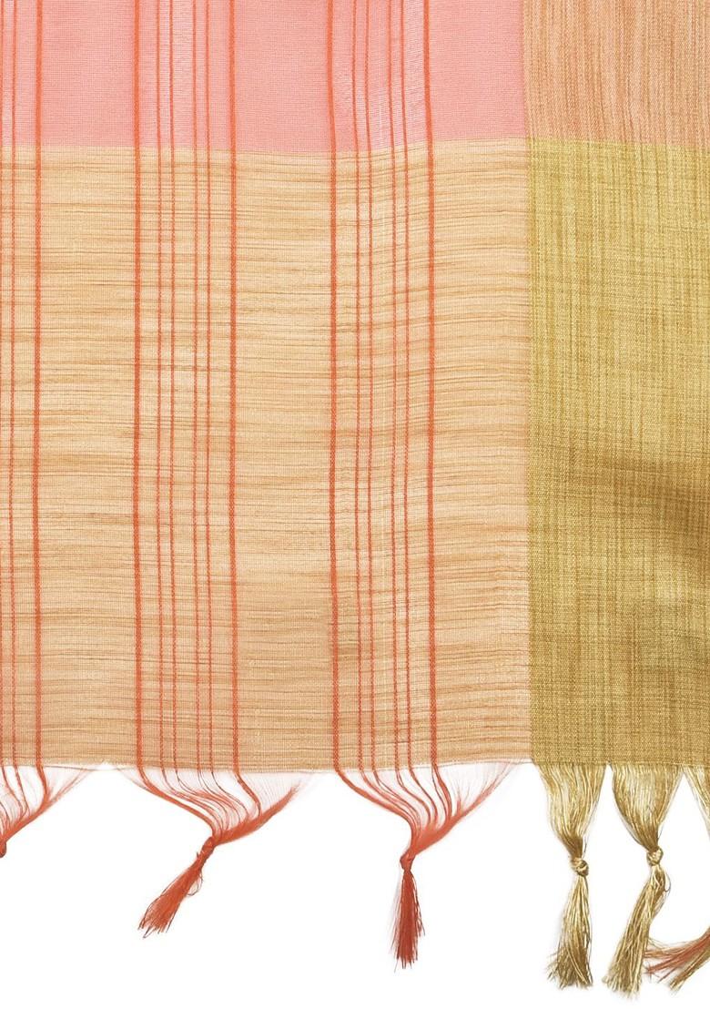 Peach Coloured Embroidered Dupatta