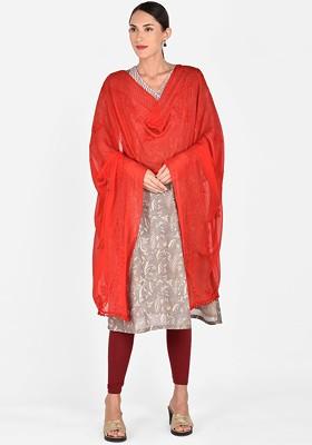 Red Embroidered Dupatta