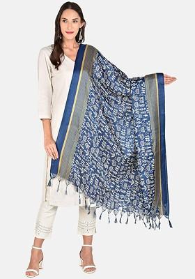Blue And White Printed Dupatta