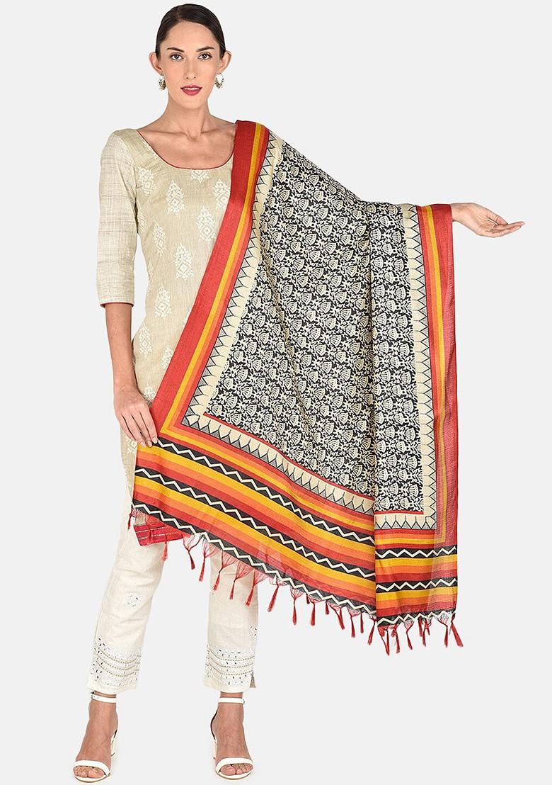 Black And White Printed Dupatta