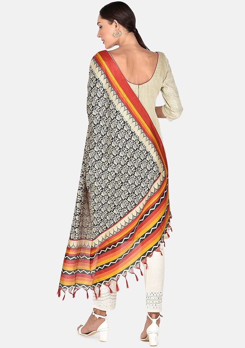 Black And White Printed Dupatta