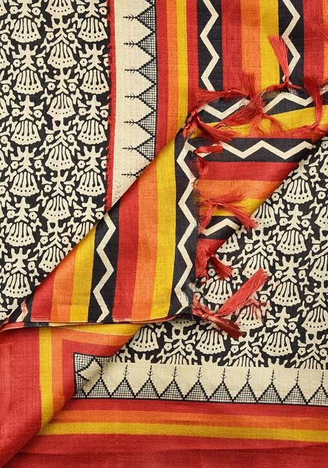 Black And White Printed Dupatta