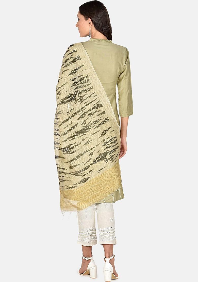 Beige And Black Printed Dupatta