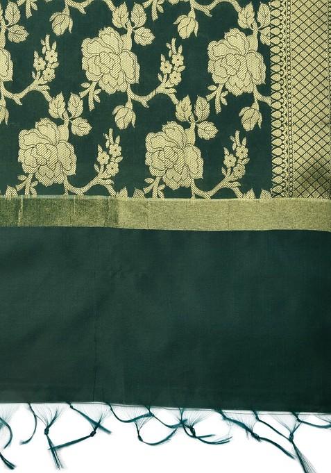 Green And Gold Woven Design Dupatta