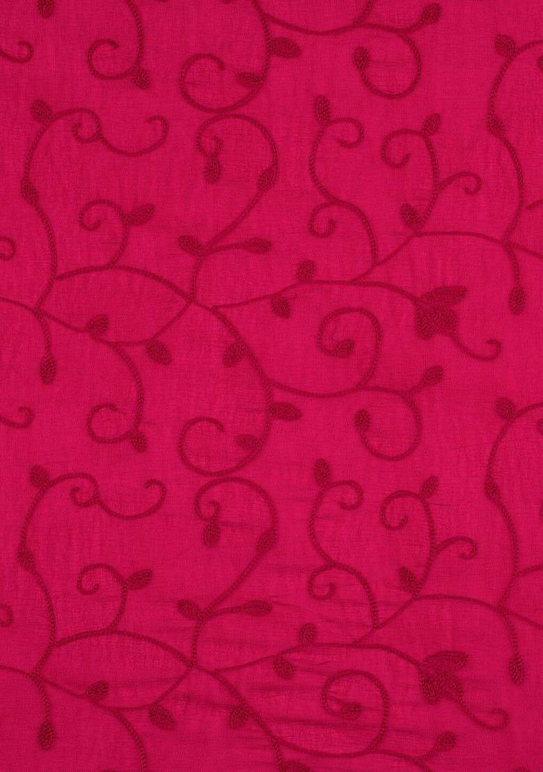 Fuchsia Pink Embroidered Dupatta - Indya