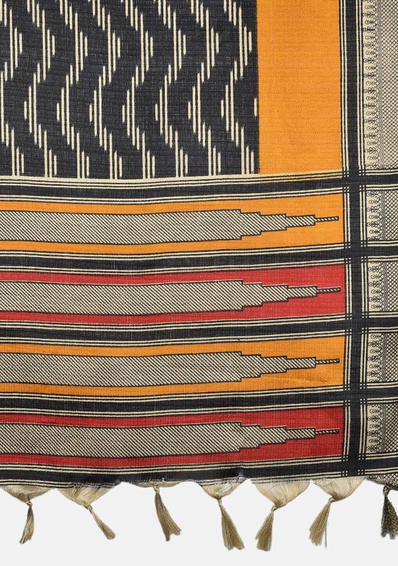 Black And Red Printed Dupatta