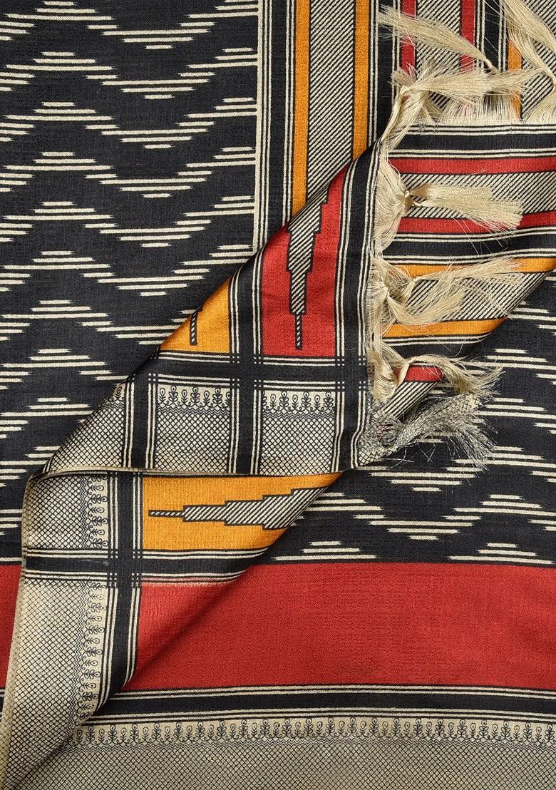 Black And Red Printed Dupatta