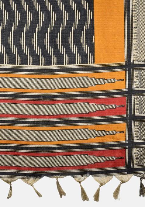 Black And Red Printed Dupatta