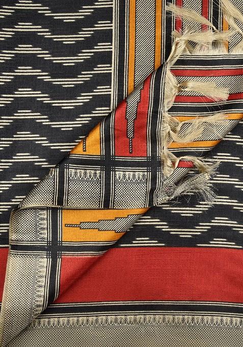 Black And Red Printed Dupatta