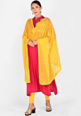 Yellow Embroidered Dupatta