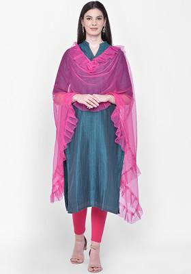 Women Fuchsia Pink Solid Dupatta