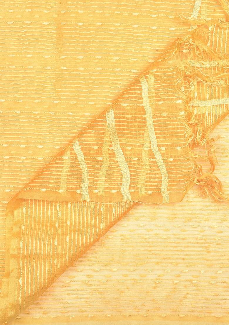 Yellow Self Striped Dupatta