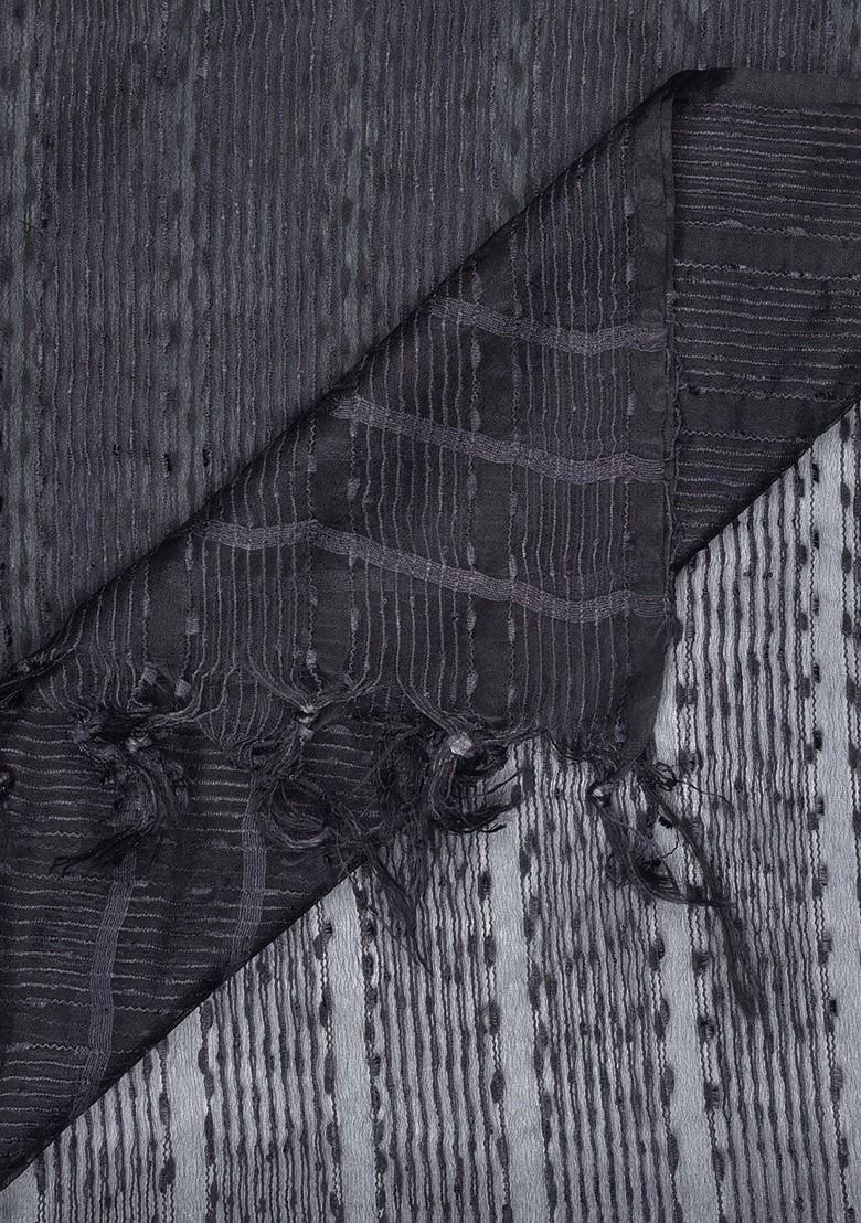 Charcoal Black Woven Design Dupatta