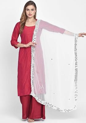 White Solid Dupatta