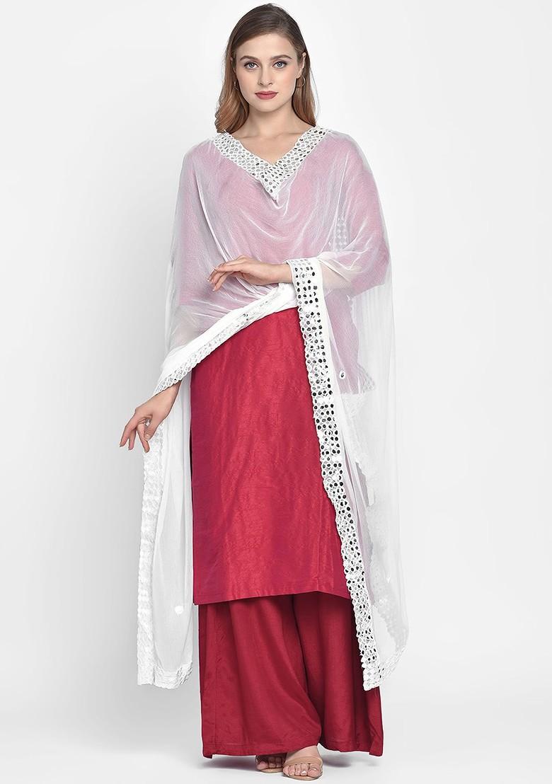White Solid Dupatta