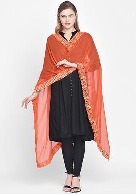 Women Orange Solid Dupatta
