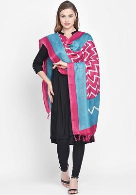 Pink And Turquoise Blue Printed Dupatta