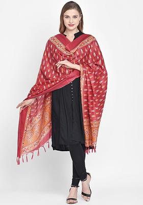 Red And Yellow Printed Dupatta