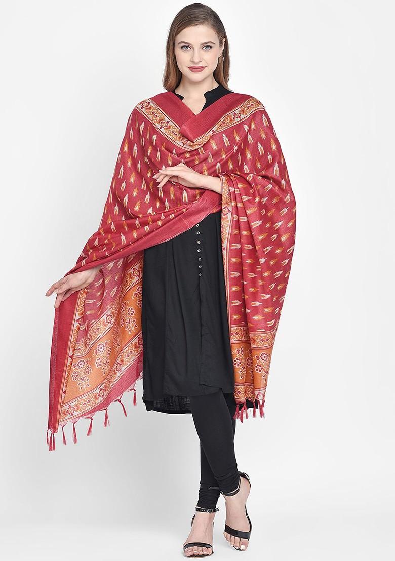 Red And Yellow Printed Dupatta