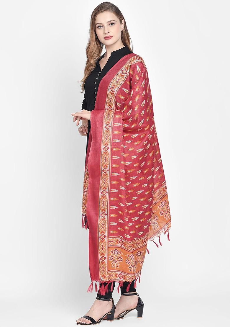 Red And Yellow Printed Dupatta
