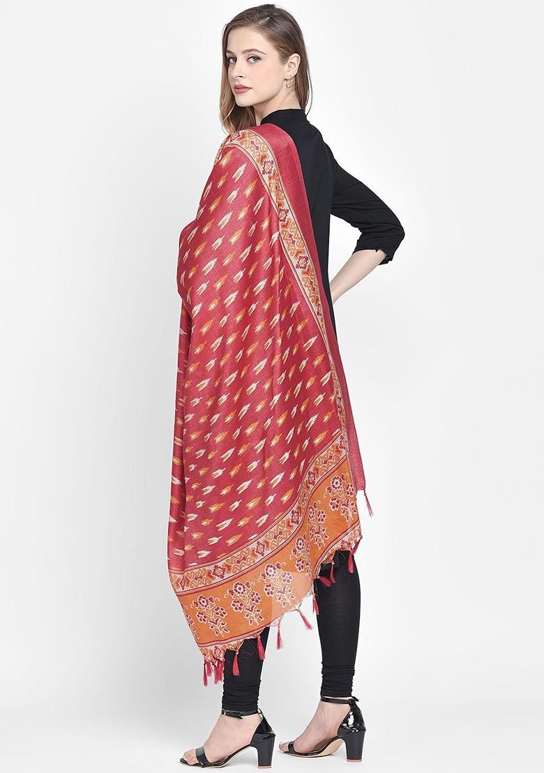 Red And Yellow Printed Dupatta
