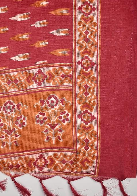 Red And Yellow Printed Dupatta
