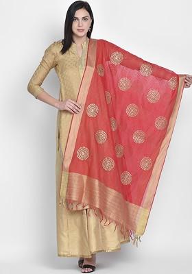 Red Embroidered Dupatta