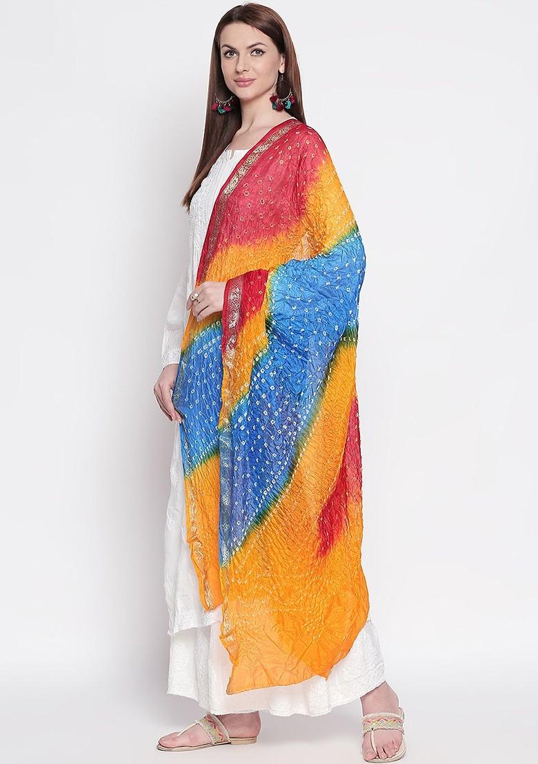 Yellow And Blue Dyed Dupatta