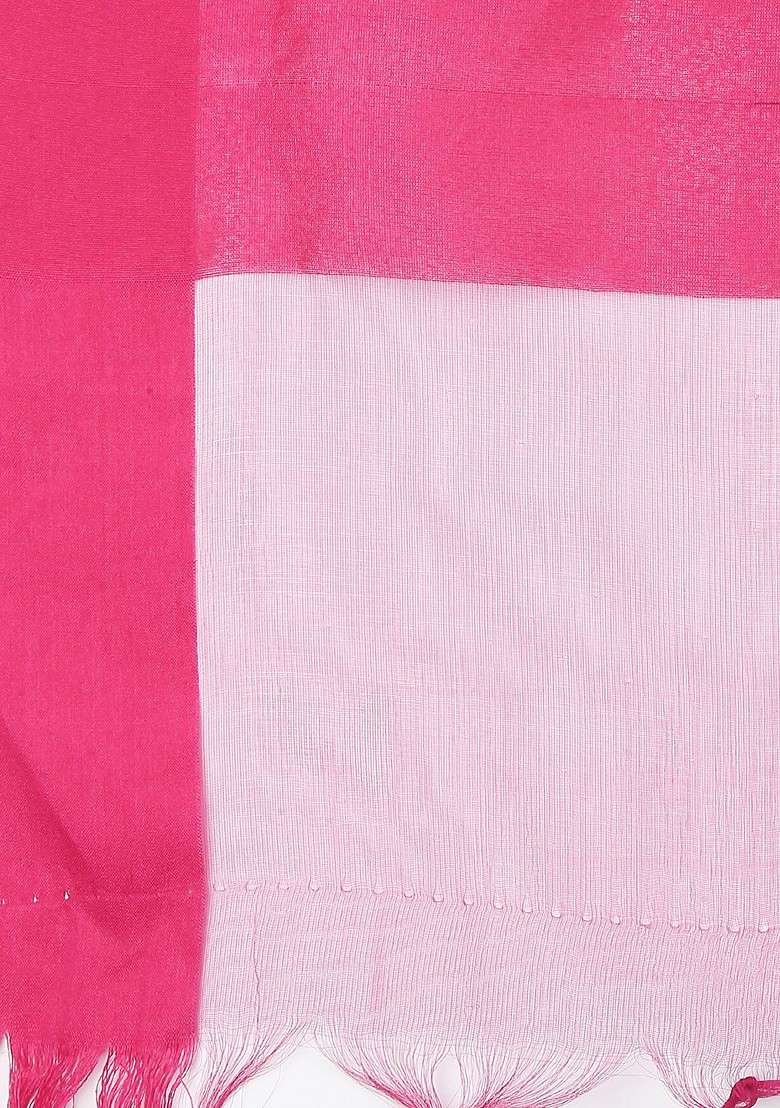 Women Pink Organza Embroidered Dupatta - Indya