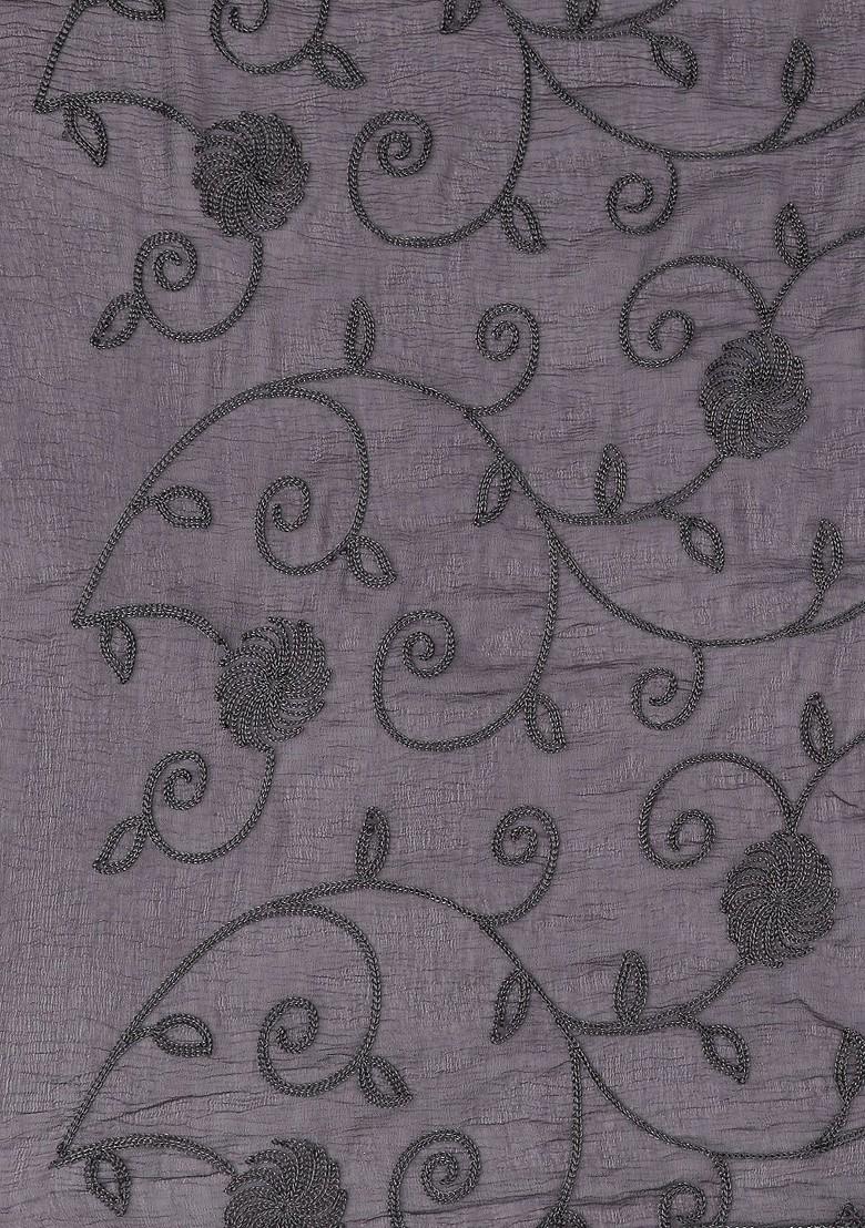 Grey Embroidered Chiffon Dupatta