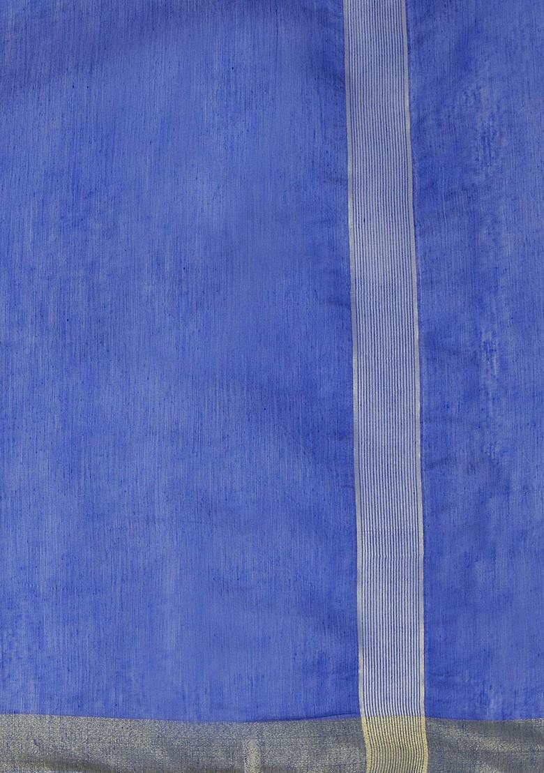 Women Blue And Gold Toned Solid Dupatta